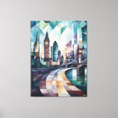 Abstracte geometrische skyline van Londen met Big  Canvas Afdruk (Voorkant)