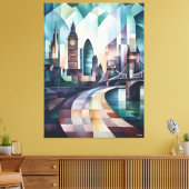 Abstracte geometrische skyline van Londen met Big  Canvas Afdruk (Insitu (Woonkamer))