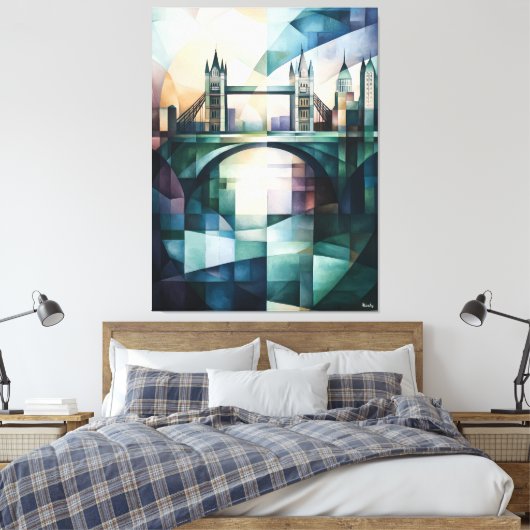 Abstracte geometrische skyline van Londen met Towe Canvas Afdruk (Insitu (Slaapkamer))