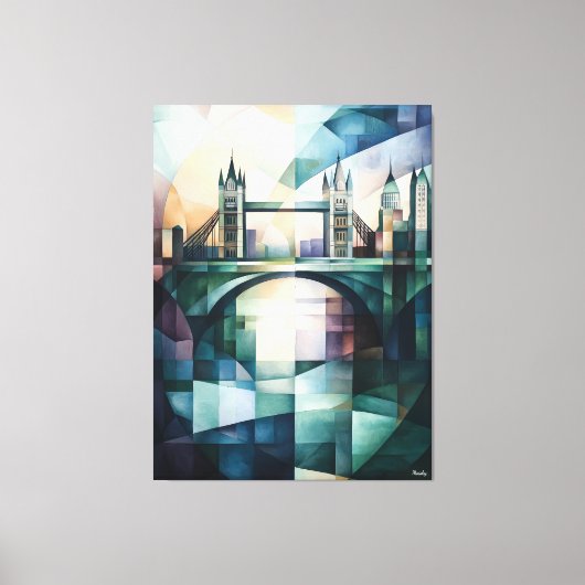 Abstracte geometrische skyline van Londen met Towe Canvas Afdruk (Voorkant)