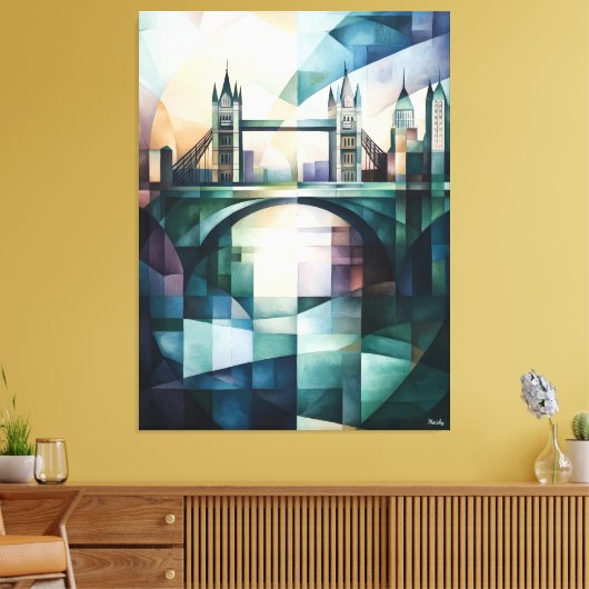 Abstracte geometrische skyline van Londen met Towe Canvas Afdruk (Insitu (Woonkamer))