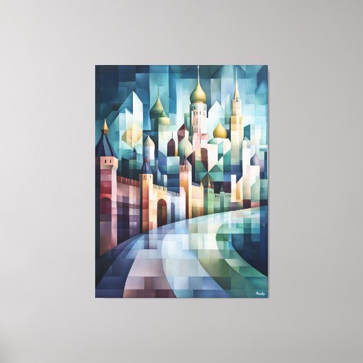 Abstracte geometrische skyline van Moskou met het Canvas Afdruk (Voorkant)