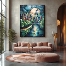 Abstracte geometrische skyline van Parijs met Eiff