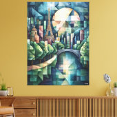 Abstracte geometrische skyline van Parijs met Eiff Canvas Afdruk (Insitu (Woonkamer))