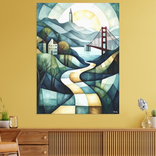 Abstracte geometrische skyline van San Francisco,  Canvas Afdruk (Insitu (Woonkamer))