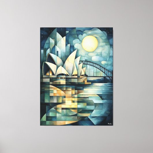 Abstracte geometrische skyline van Sydney met oper Canvas Afdruk (Voorkant)