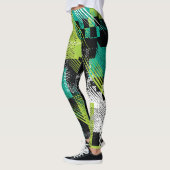 Abstracte geometrische Stippen Stripes Pattern Leggings (Links)