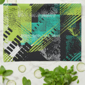 Abstracte geometrische Stippen Stripes Pattern Theedoek (Gevouwen)