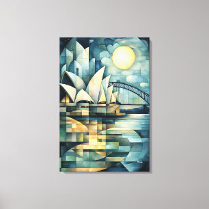 Abstracte geometrische Sydney skyline met Operahui Canvas Afdruk