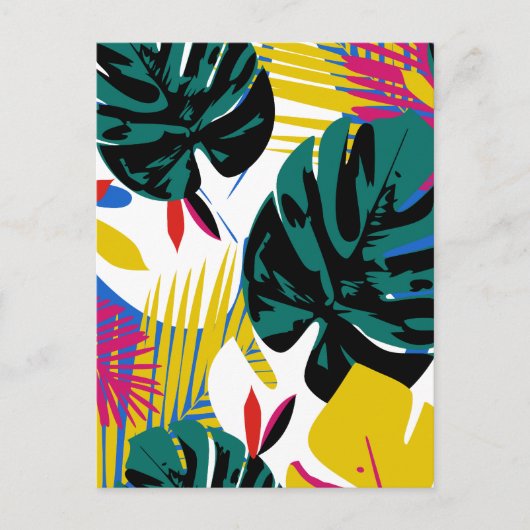 Abstracte Geometrische Tropische Monstera Planten Feestdagenkaart (Voorkant)