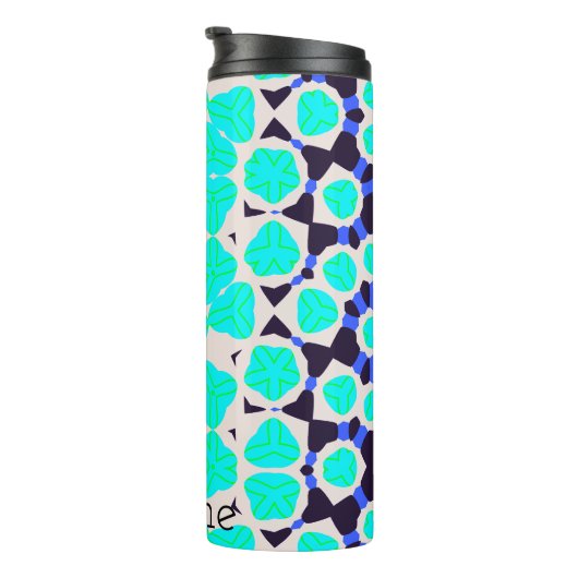 Abstracte geometrische turquoise marine thermosbeker (Geroteerd rechts)