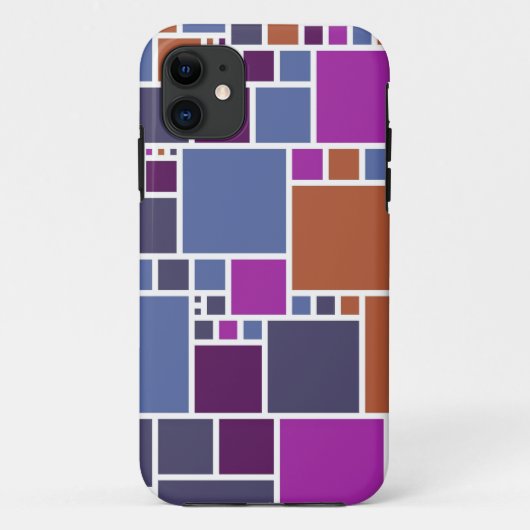 Abstracte geometrische vierkanten | Paarse bruine Case-Mate iPhone Case (Achterkant)