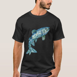 Abstracte geometrische vismozaïek in het water t-shirt
