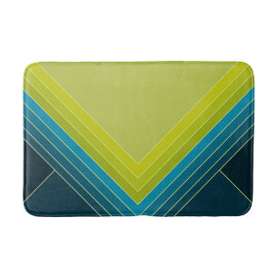 Abstracte geometrische vormen in kalkgroen en blau badmat