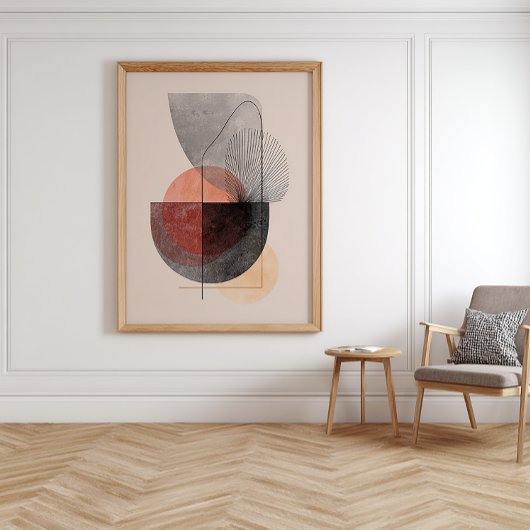 Abstracte geometrische vormen - Japandi Wall Art Perfect Poster