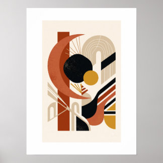 Abstracte geometrische wandkunst afdruk | Mid Cent Poster
