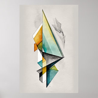 Abstracte geometrische Waterverf ai Art Poster