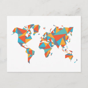 Abstracte geometrische Wereldkaart Briefkaart