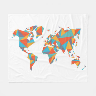 Abstracte geometrische Wereldkaart Fleece Deken