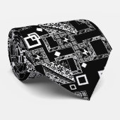 Abstracte geometrische witte vierkantjes vormen zw stropdas (Opgerold)