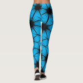 Abstracte Geometrische Zwart Blauw Pricky Cactus T Leggings (Achterkant)