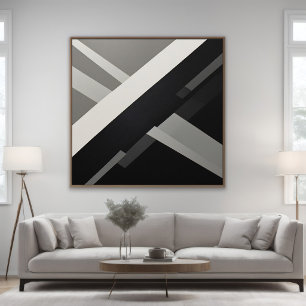 Abstracte geometrische zwart wit grijs poster