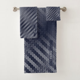 Abstracte geometrische zwarte en witte strepen bad handdoek
