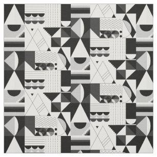 Abstracte Geometrische zwarte witte vormen Moderne Stof