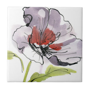 Abstracte geschilderde florale achtergrond 3 tegeltje