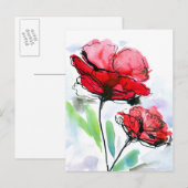 Abstracte geschilderde florale achtergrond briefkaart (Voorkant / Achterkant)