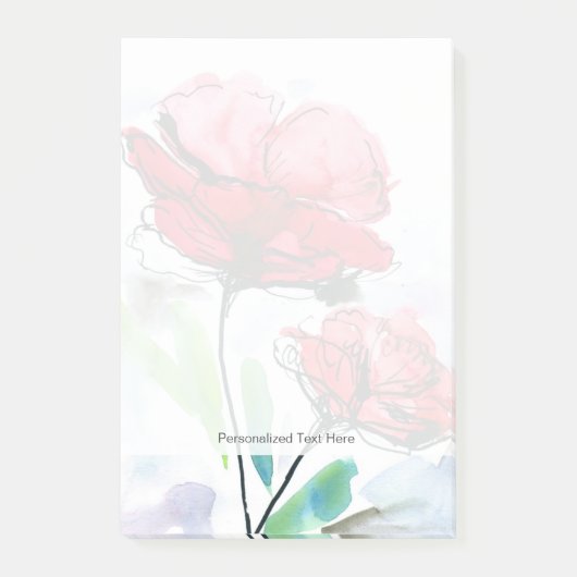 Abstracte geschilderde florale achtergrond post-it® notes (Voorkant)