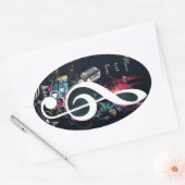 Abstracte gespleten notitie en microfoon ovale sticker (Envelop)