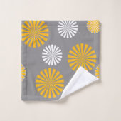 Abstracte, gestileerde andelionen, grijs, geel, wi bad handdoek (Wasdoekje)