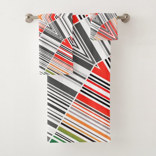 Abstracte gestreepte folkethno triba met sierbekle bad handdoek (Insitu)