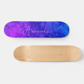Abstracte, getextureerde marmervis, donkerpruimen skateboard (Horizontaal)