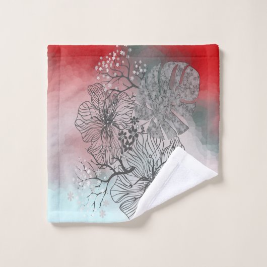 Abstracte gevlekte bloemen bladeren florale gradië bad handdoek (Wasdoekje)
