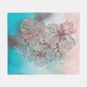Abstracte gevlekte bloemen bladeren florale gradië fleece deken (Voorkant (Horizontaal))
