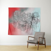 Abstracte gevlekte bloemen bladeren florale gradië wandkleed (In Situ (horizontaal))