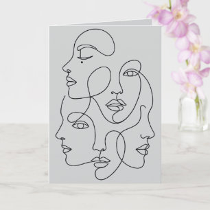 Abstracte gezichten in één lijn minimalistische ku kaart