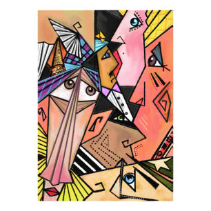 Abstracte gezichten - Moods - Portret schilderen v Foto Afdruk