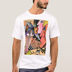 Abstracte gezichten - Moods - Portret schilderen v T-shirt