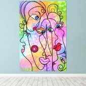 Abstracte gezichten stemmingsdoek Print Modern sch (Insitu (Houten vloer))