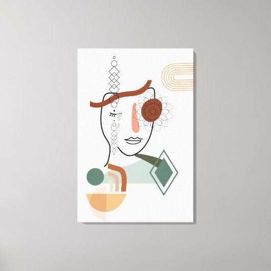 Abstracte Gezichtskunst met illustratie bloem op o Canvas Afdruk (Voorkant)