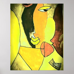 Abstracte gezichtskunst - Toned Poster