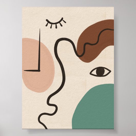 Abstracte gezichtslijn poster (Voorkant)