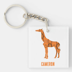 Abstracte giraf silhouet monogram sleutelhanger