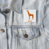 Abstracte giraf silhouet monogram vierkante button 5,1 cm (In situ)