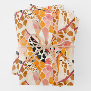 Abstracte Giraffes in het roze Inpakpapier Vel