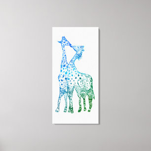 Abstracte Giraffes Tekening Kiss Canvas Print