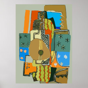 Abstracte gitaar poster
